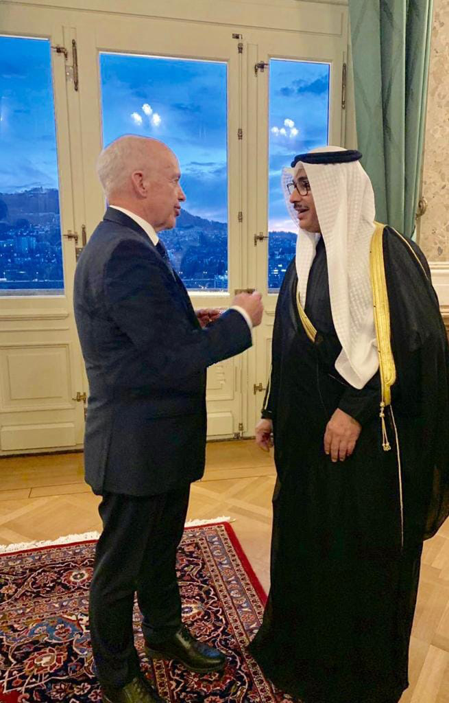 President of the Swiss Confederation Ueli Maurer during the reception of the Kuwaiti Ambassador to Switzerland Bader Al-Tanaib