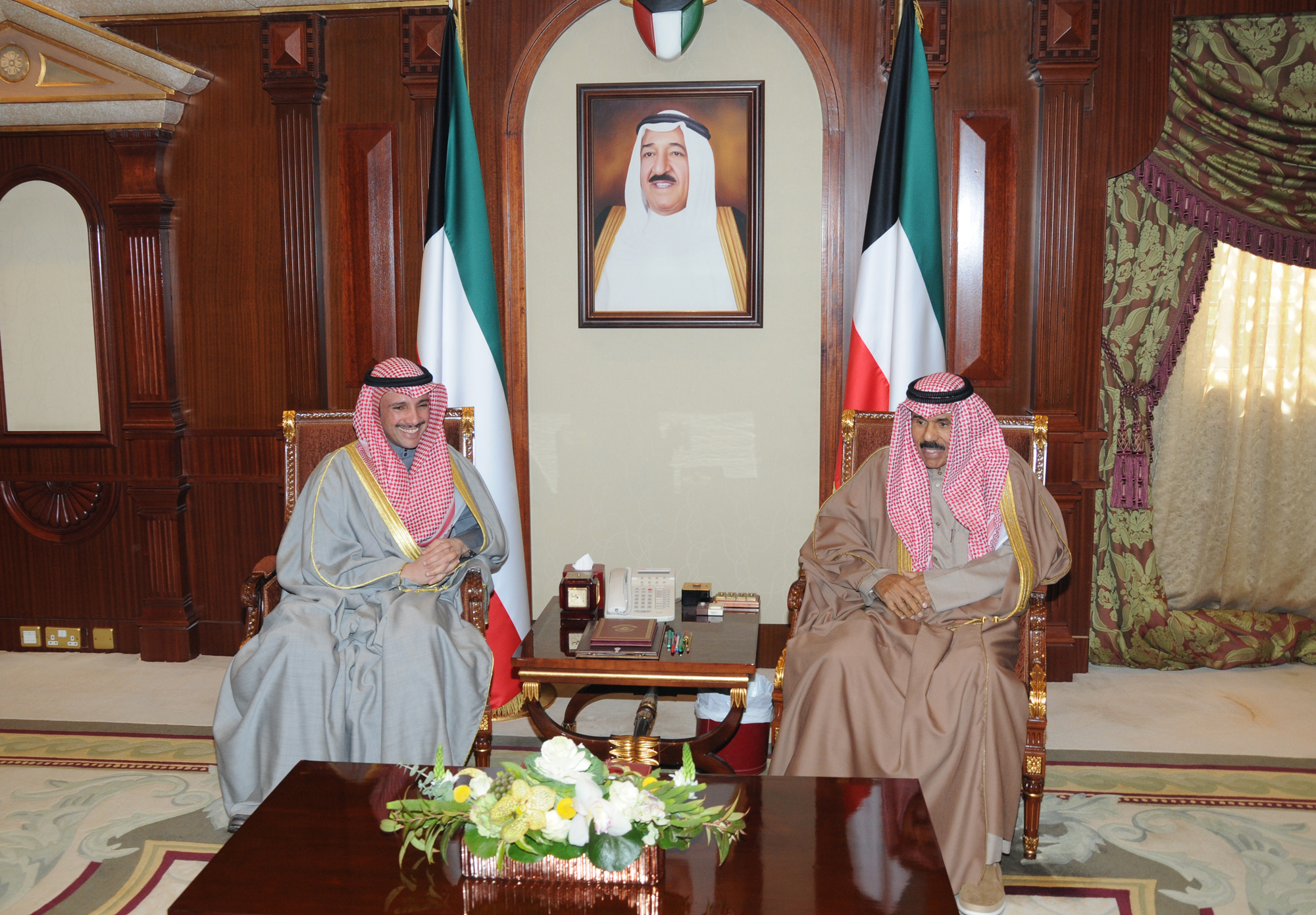 His Highness the Crown Prince Sheikh Nawaf Al-Ahmad Al-Jaber Al-Sabah received Speaker of the National Assembly Marzouq Al-Ghanim