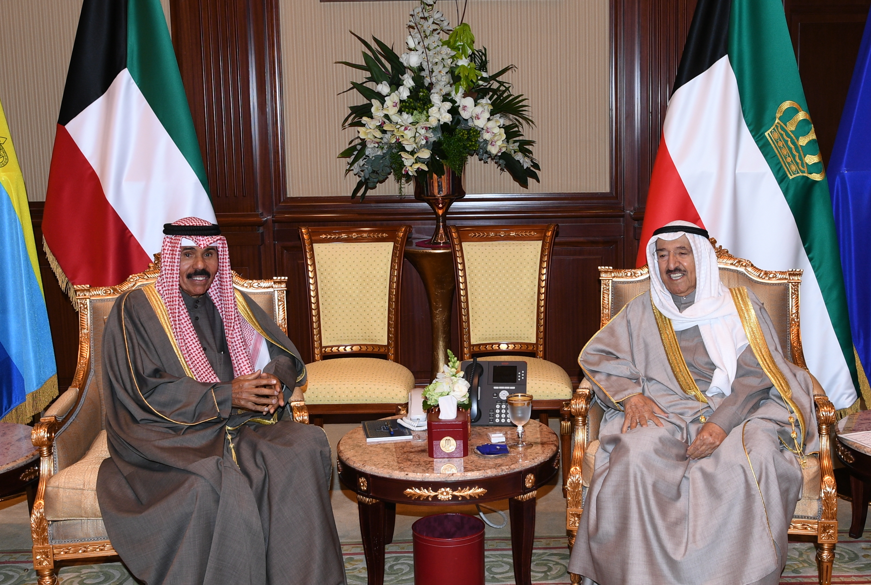 His Highness the Amir Sheikh Sabah Al-Ahmad Al-Jaber Al-Sabah received His Highness the Crown Prince Sheikh Nawaf Al-Ahmad Al-Jaber Al-Sabah
