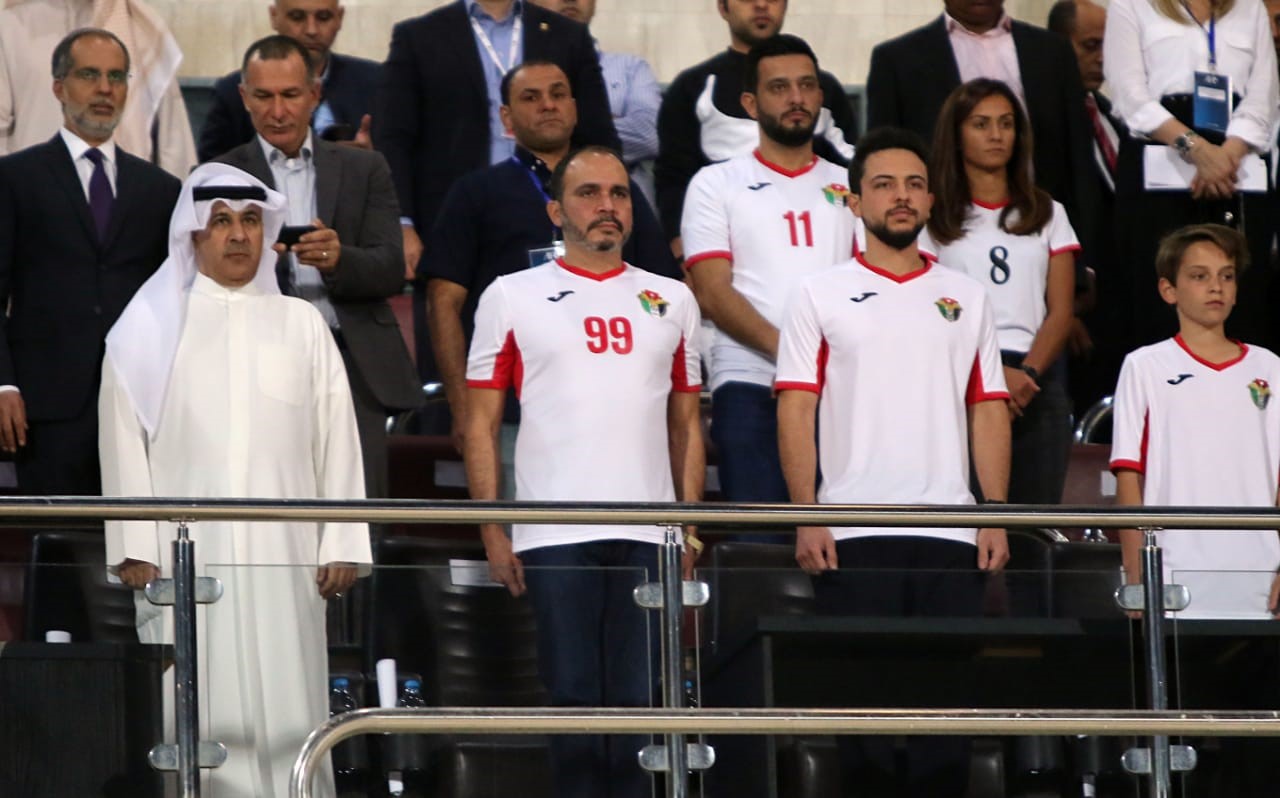 Kuwaiti ambassador with Crown Prince of Jordan attend the match