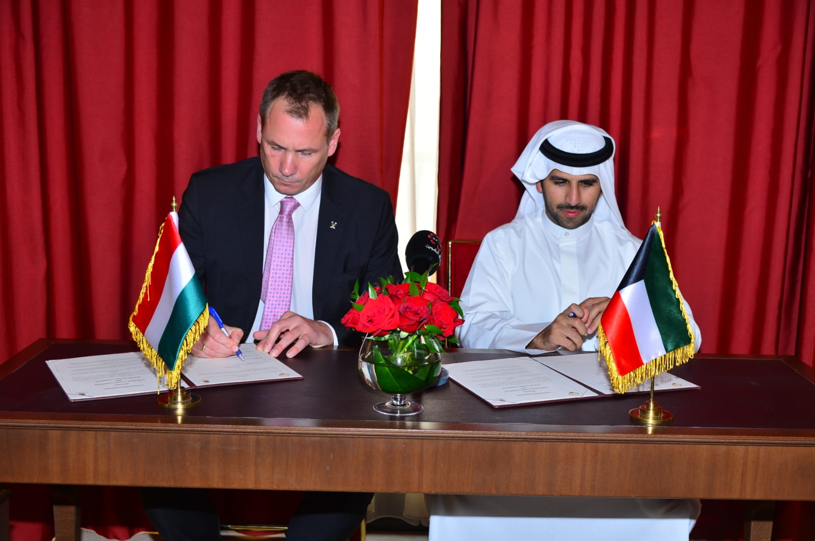 Sheikh Fahad Nasser Sabah Al-Ahmad Al-Sabah during the signing ceremony