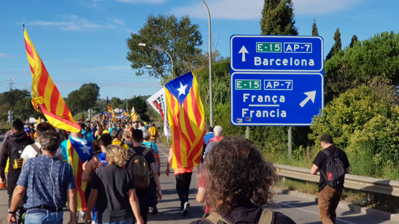 جانب من المظاهرات في كتالونيا