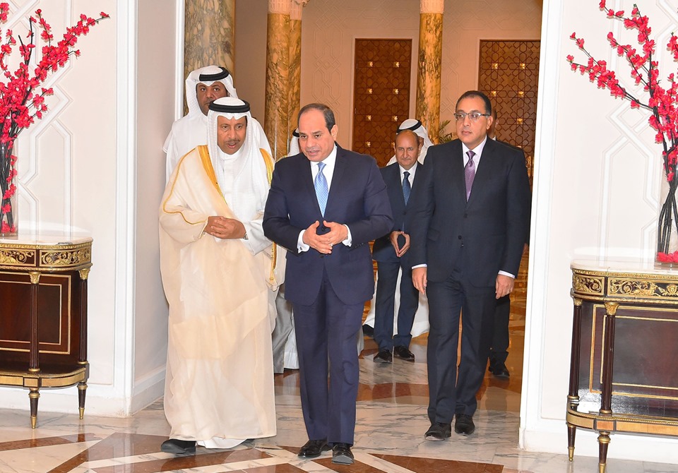 الرئيس السيسي أثناء استقباله رئيس مجلس الوزراء الكويتي