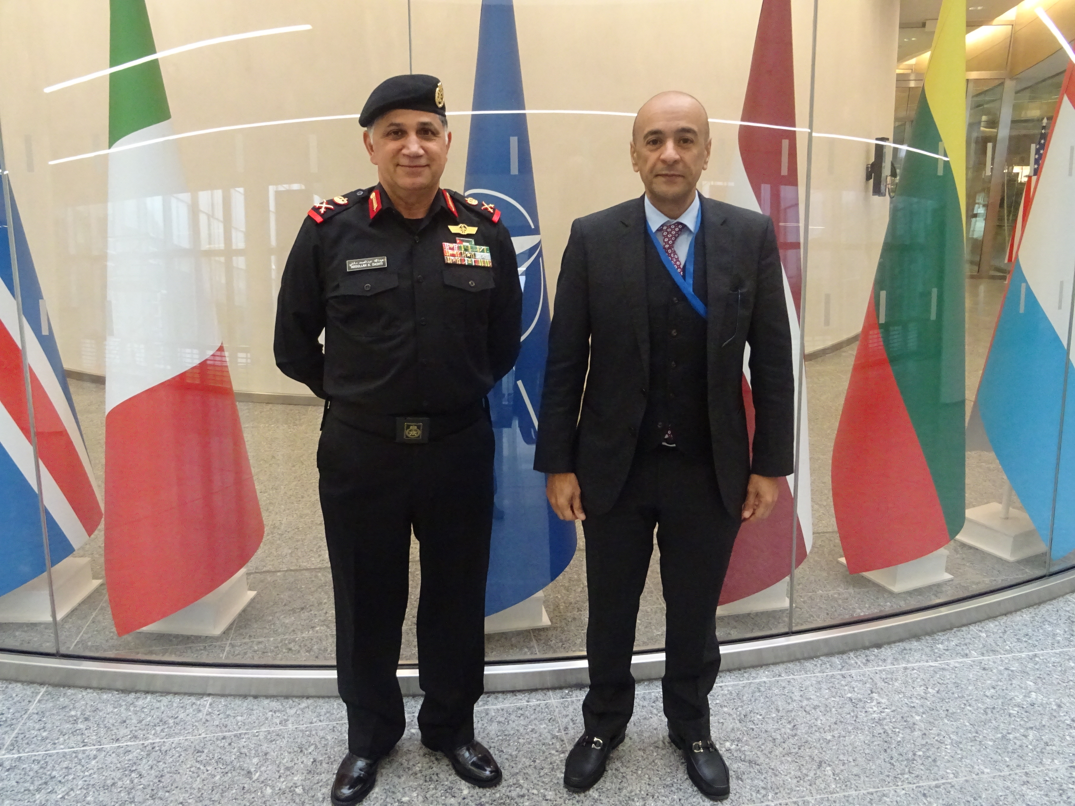 Amb Al Budaiwi with Kuwait's Defense Attaché on sidelines of the meeting