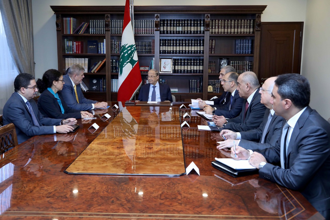 الرئيس اللبناني خلال لقائه المنسق الخاص للامم المتحدة بلبنان