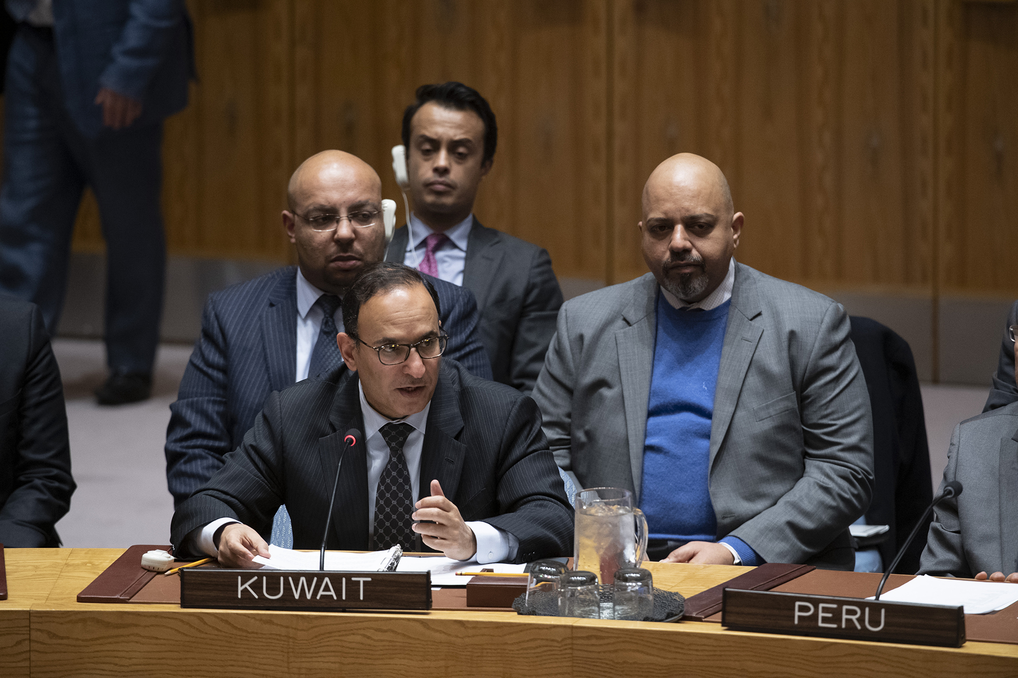 السفير منصور العتيبي يلقي كلمة الكويت في مجلس الأمن