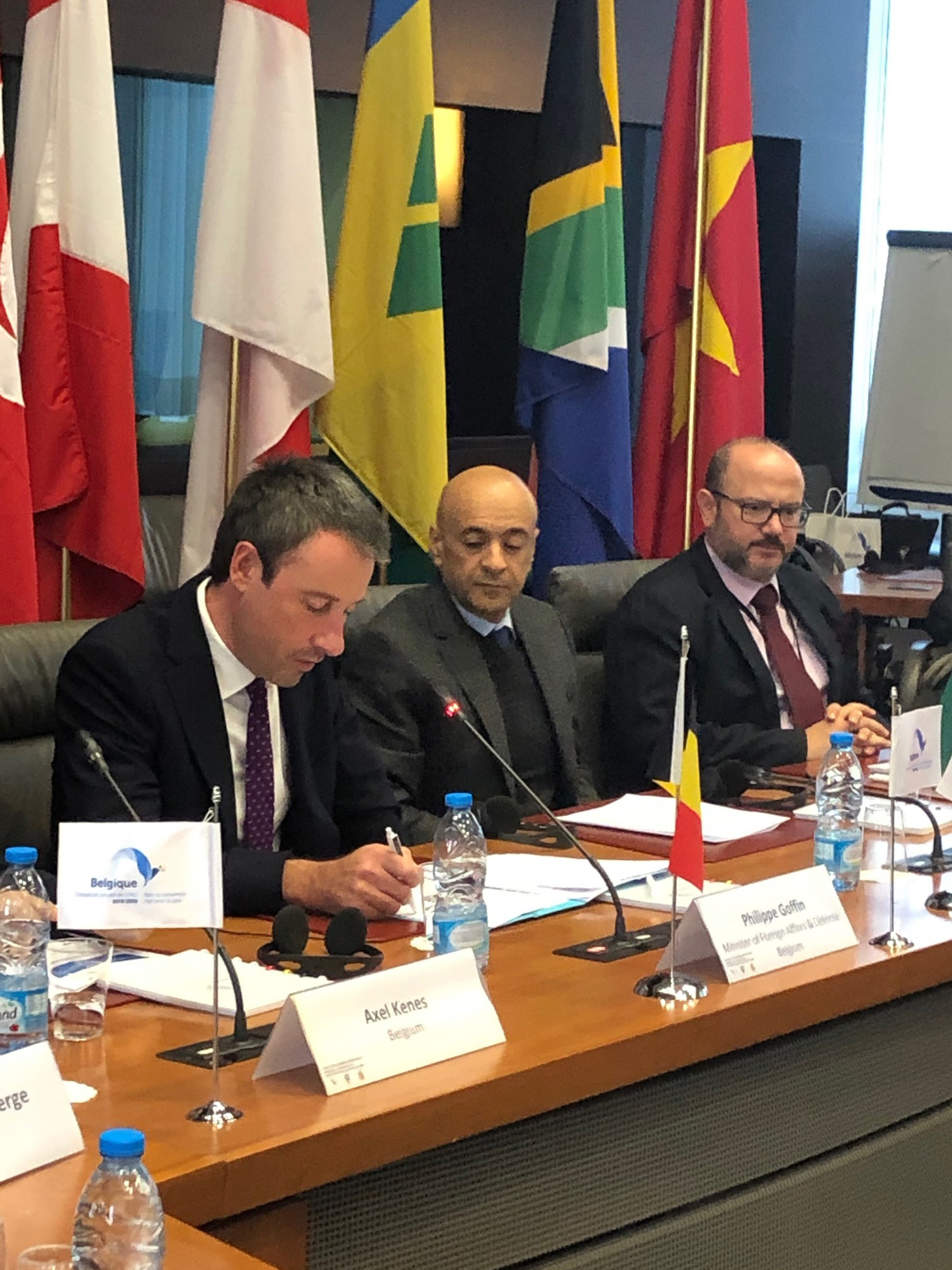 Belgian foreign minister Philippe Goffin and Kuwait's ambassador Jasem Al Budaiwi