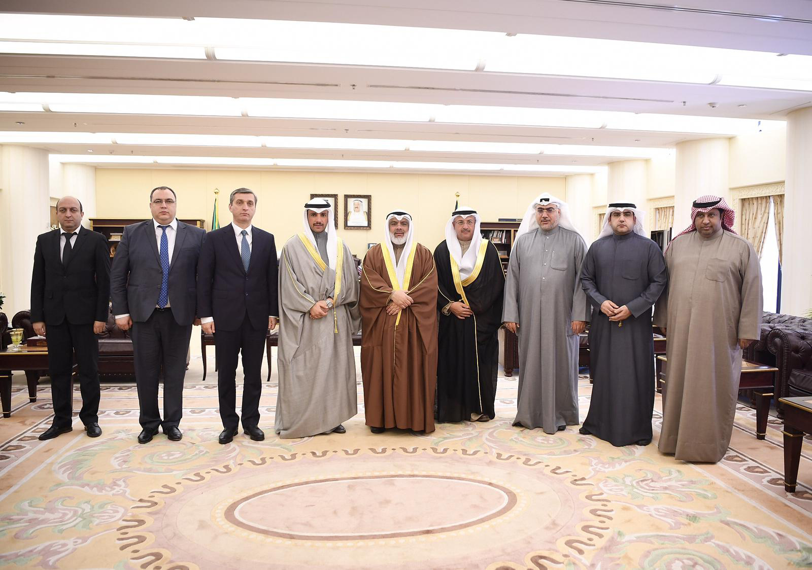 Speaker of the National Assembly Marzouq Al-Ghanim meets with Kuwait's State Audit Bureau (SAB) Adel Al-Sarawi, accompanied by  Chairman of the Chamber of Accounts of Azerbaijan Vugar Gulmammadov