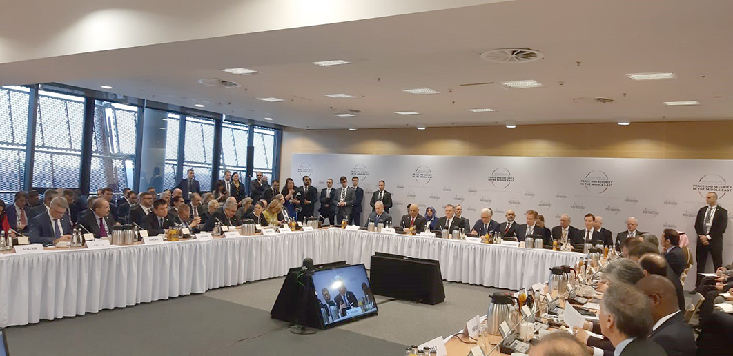 وزير الخارجية الأمريكي مايك بومبيو يلقي كلمة امام مؤتمر وارسو "مستقبل السلام والأمن في الشرق الأوسط"
