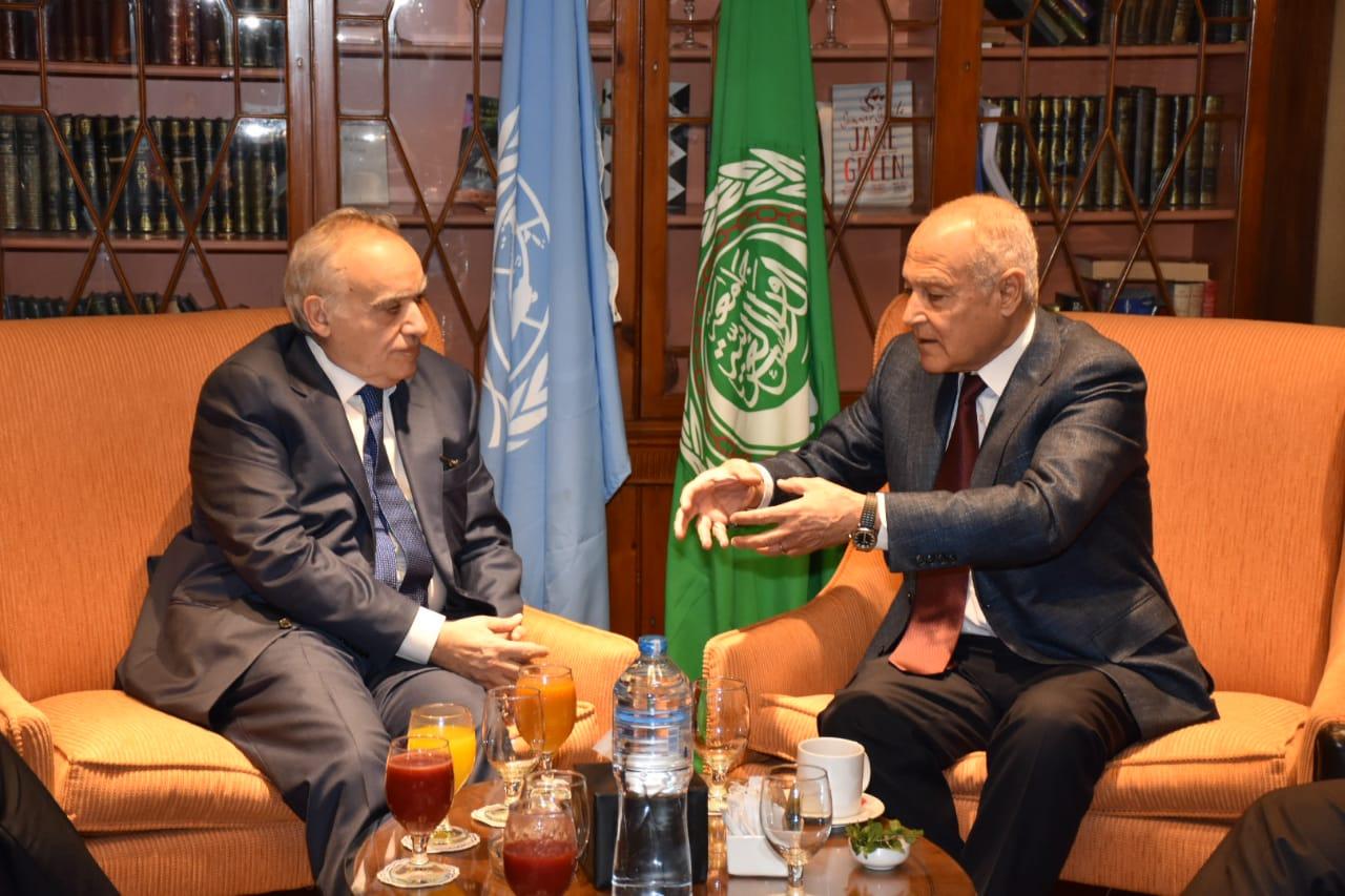 الأمين العام لجامعة الدول العربية أحمد أبوالغيط والمبعوث الأممي الى ليبيا غسان سلامة