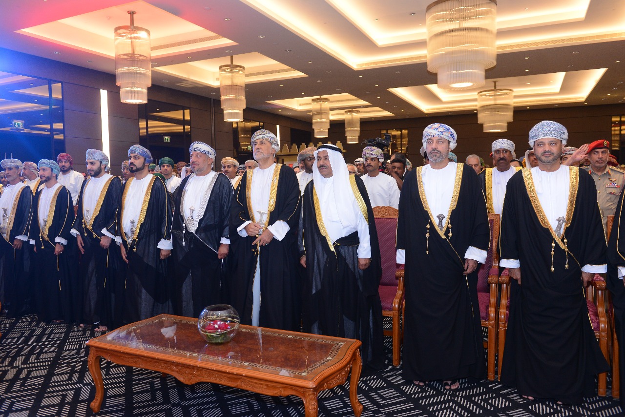 some Omani ministers, businessmen, Shura Council MPs, media people and other senior officials in the ceremony in in Kuwait Embassy in Oman