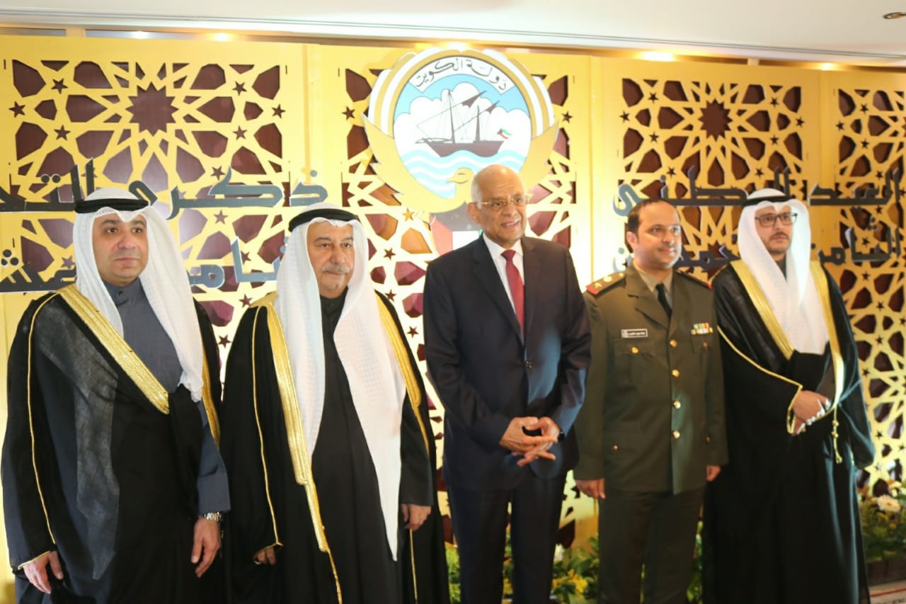 the Speaker of the Egyptian House of Representative Dr. Ali Abdel Aal with the Ambassador to Egypt Mohammad Al-Thuwaikh during celebrations in the Kuwait embassy of  Egypt