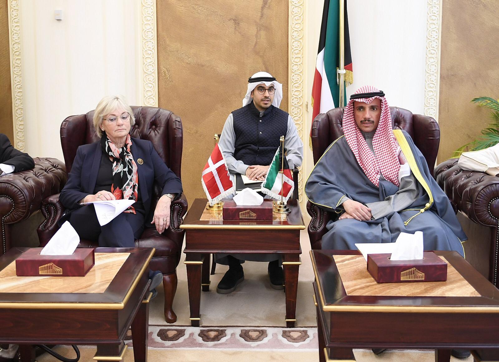 رئيس مجلس الأمة الكويتي مرزوق الغانم خلال مباحثات رسمية مع رئيسة البرلمان في مملكة الدنمارك بيا كياسغار