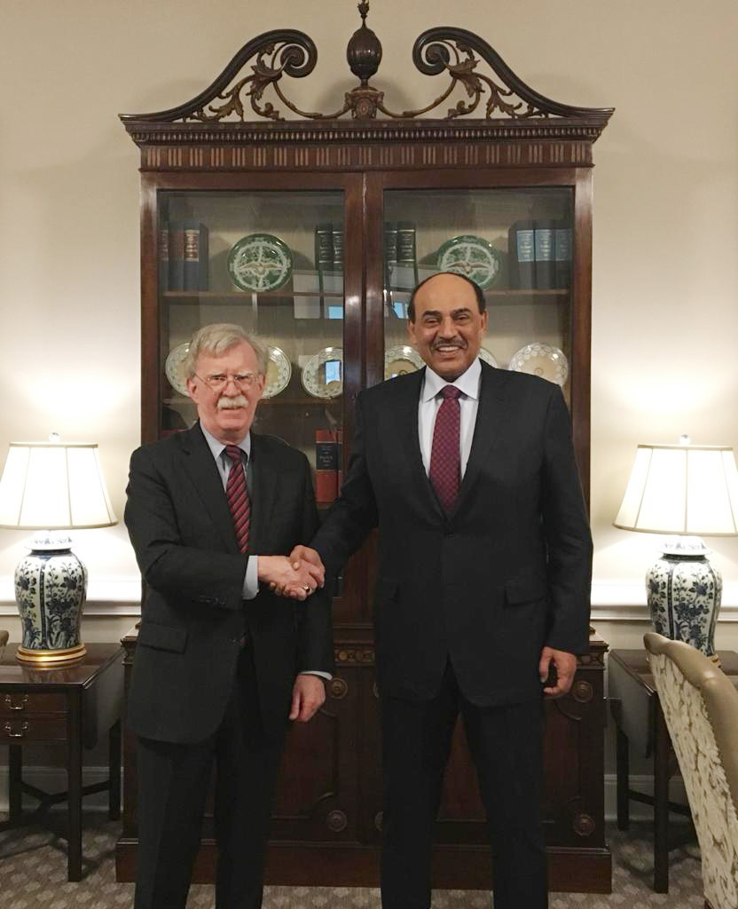 Kuwait's Deputy Prime Minister and Foreign Minister Sheikh Sabah Al-Khaled Al-Hamad Al-Sabah with US National Security Advisor John R. Bolton