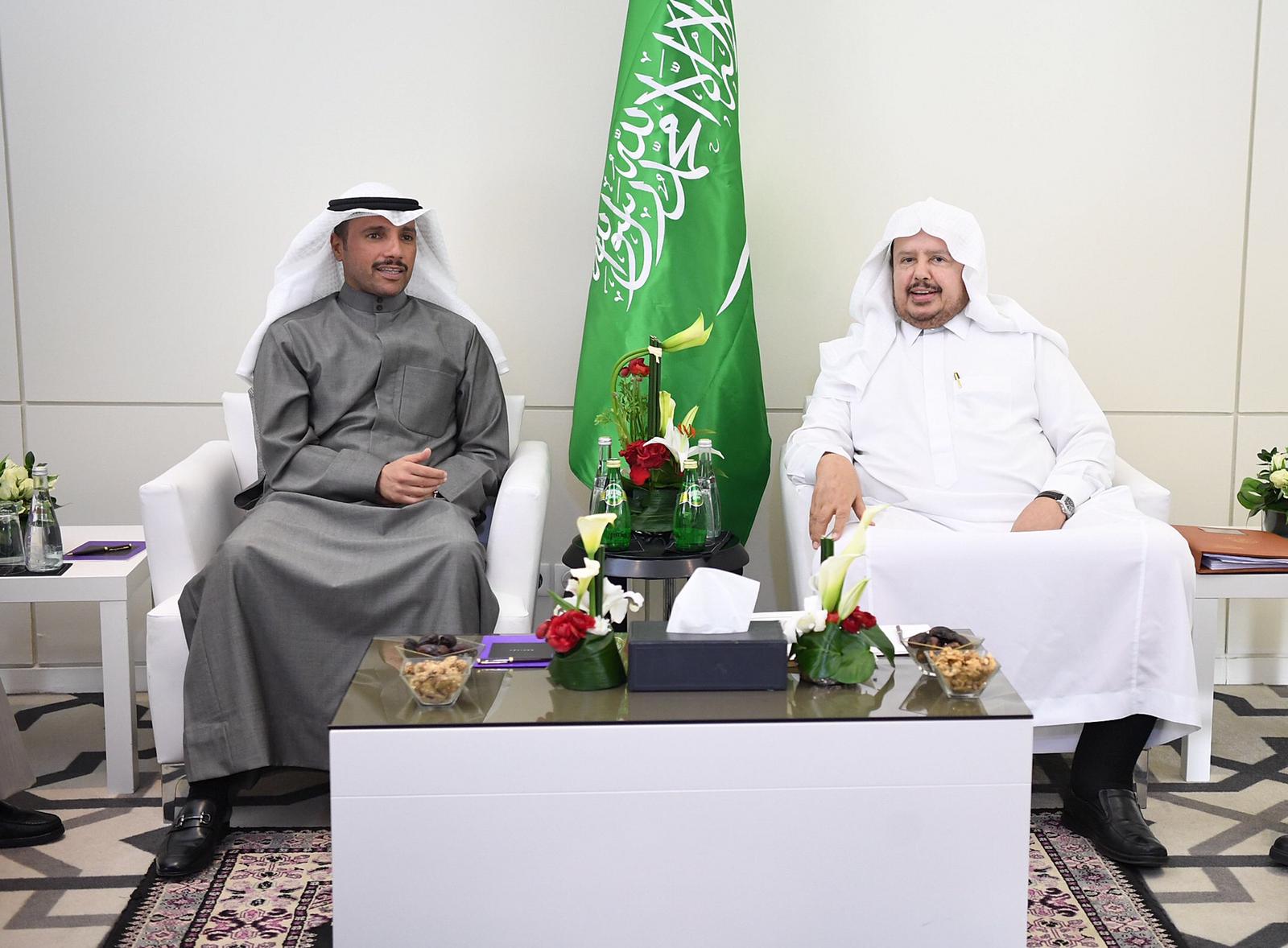 Kuwait National Assembly Speaker Marzouq Al-Ghanim meets  with Dr. Sheikh Abdullah Al-Sheikh, speaker of the Saudi Shura Council