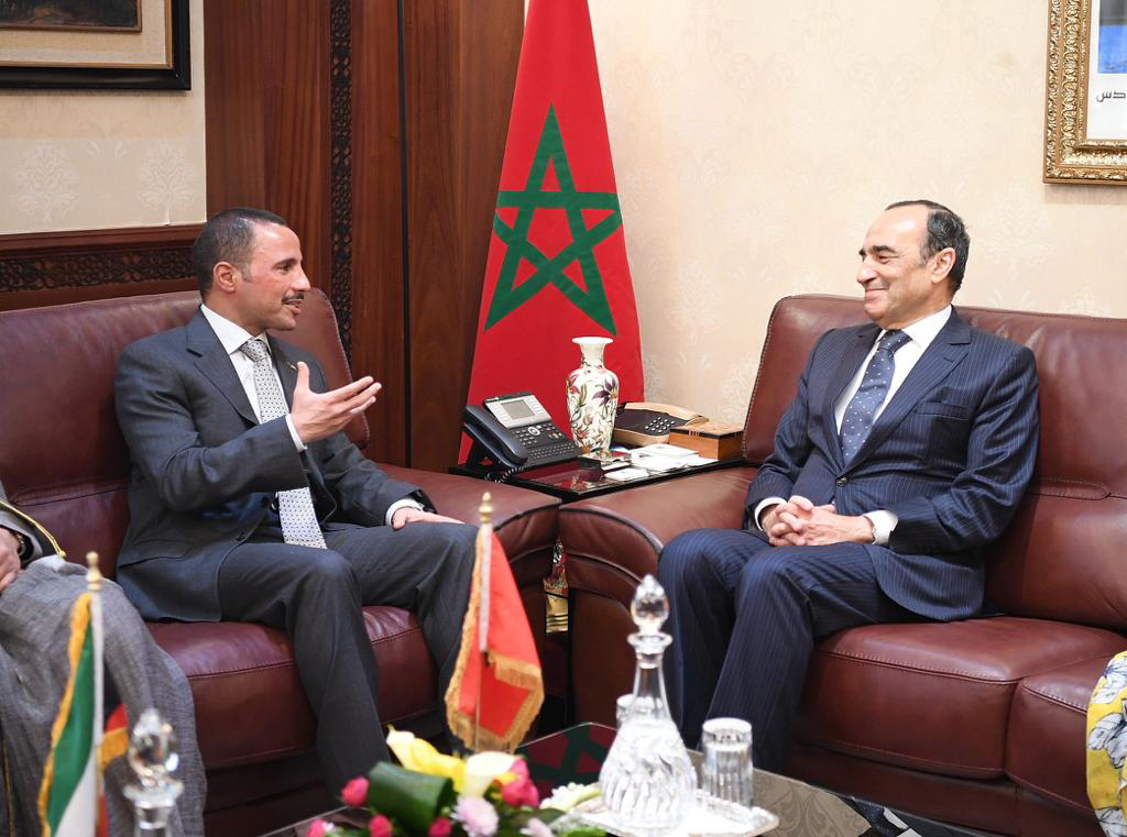 Kuwait's National Assembly Speaker Marzouq Ali Al-Ghanim with President of the Moroccan House of Representatives Habib El-Malki