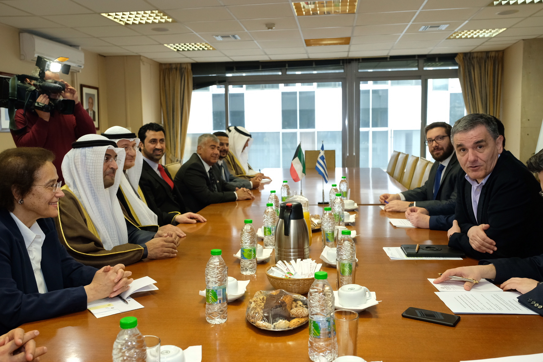 Kuwaiti Finance Minister Nayef Al-Hajraf meets with Greek Finance Minister Euclid Tsakalotos