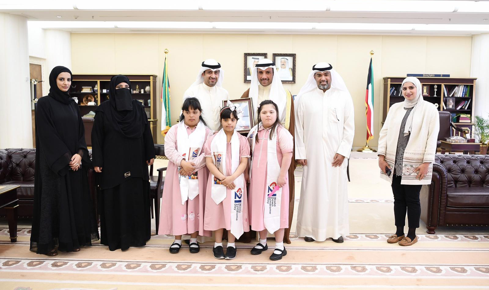 National Assembly Speaker Marzouq Al-Ghanim receives a group of Down Syndrome's students on the occasion of the World Down Syndrome Day