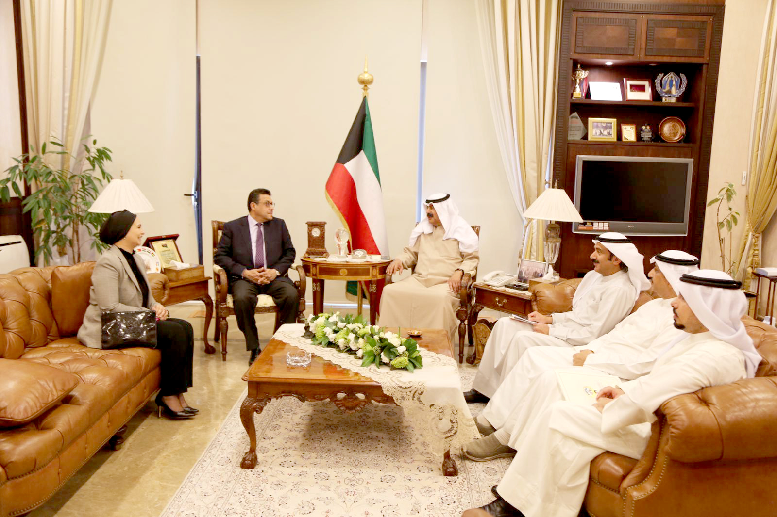 Kuwaiti Deputy Foreign Minister Khaled Al-Jarallah with the Egyptian Ambassador in Kuwait Tareq Al-Qoni being summoned