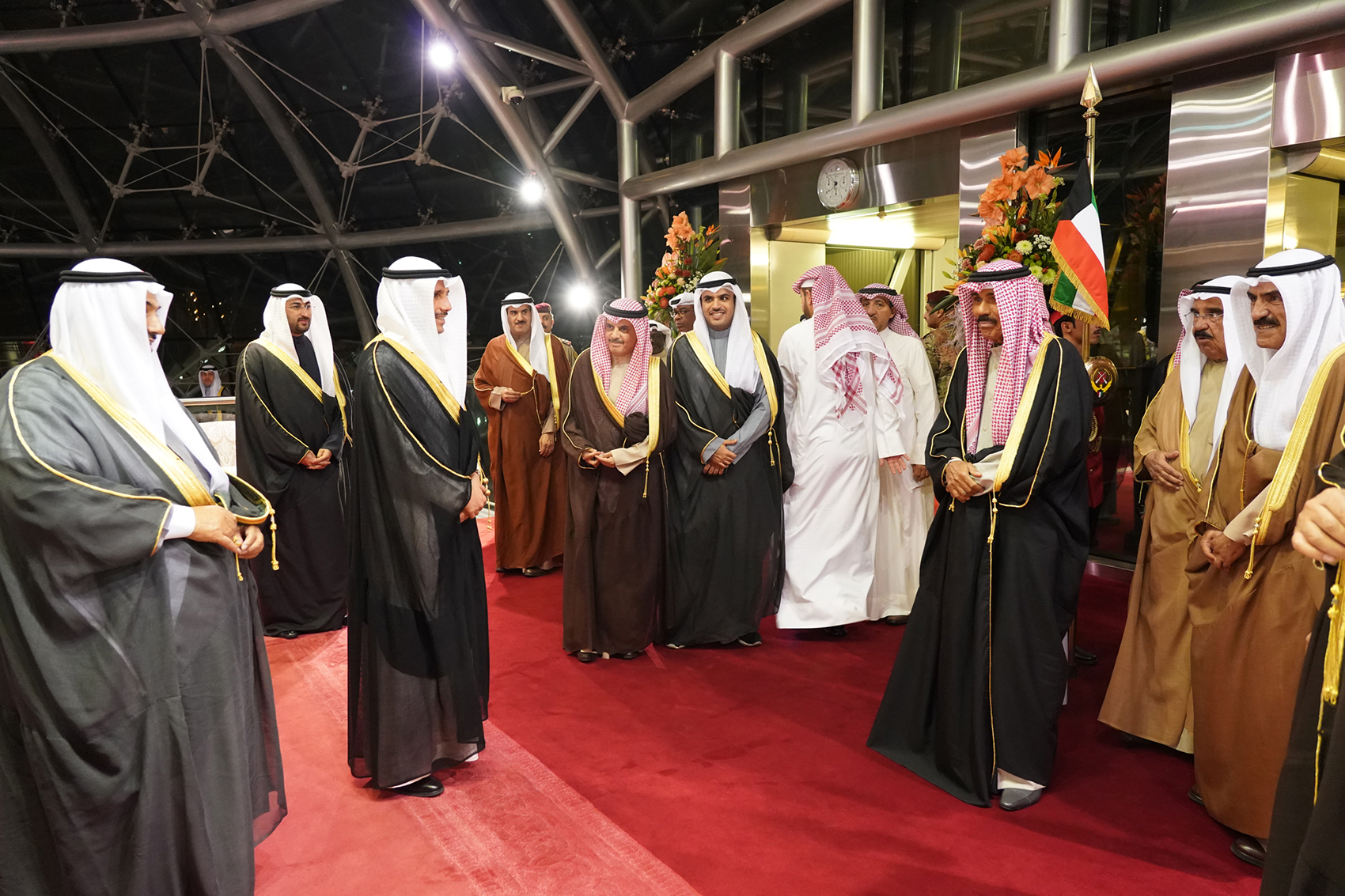 His Highness the Crown Prince Sheikh Nawaf Al-Ahmad Al-Jaber Al-Sabah returns home after attending King Abdulaziz Camel Race