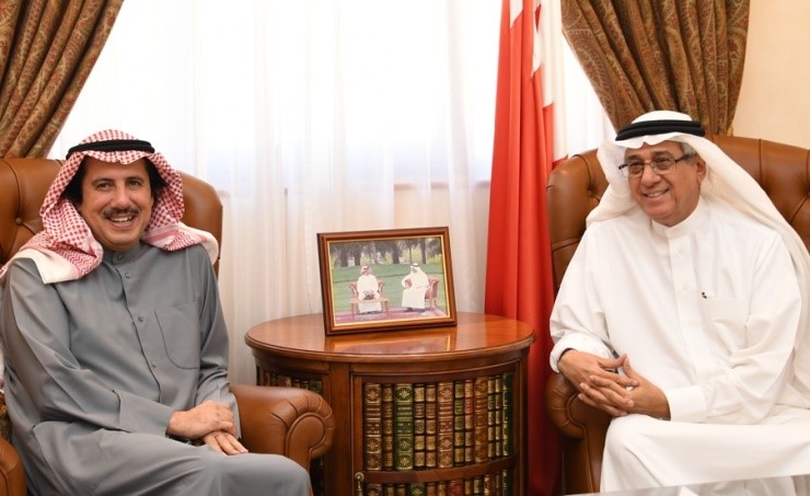 The King of Bahrain's Advisor for Media Affairs Nabeel Al-Hamer with Kuwaiti Ambassador to Bahrain Sheikh Azzam Al-Sabah