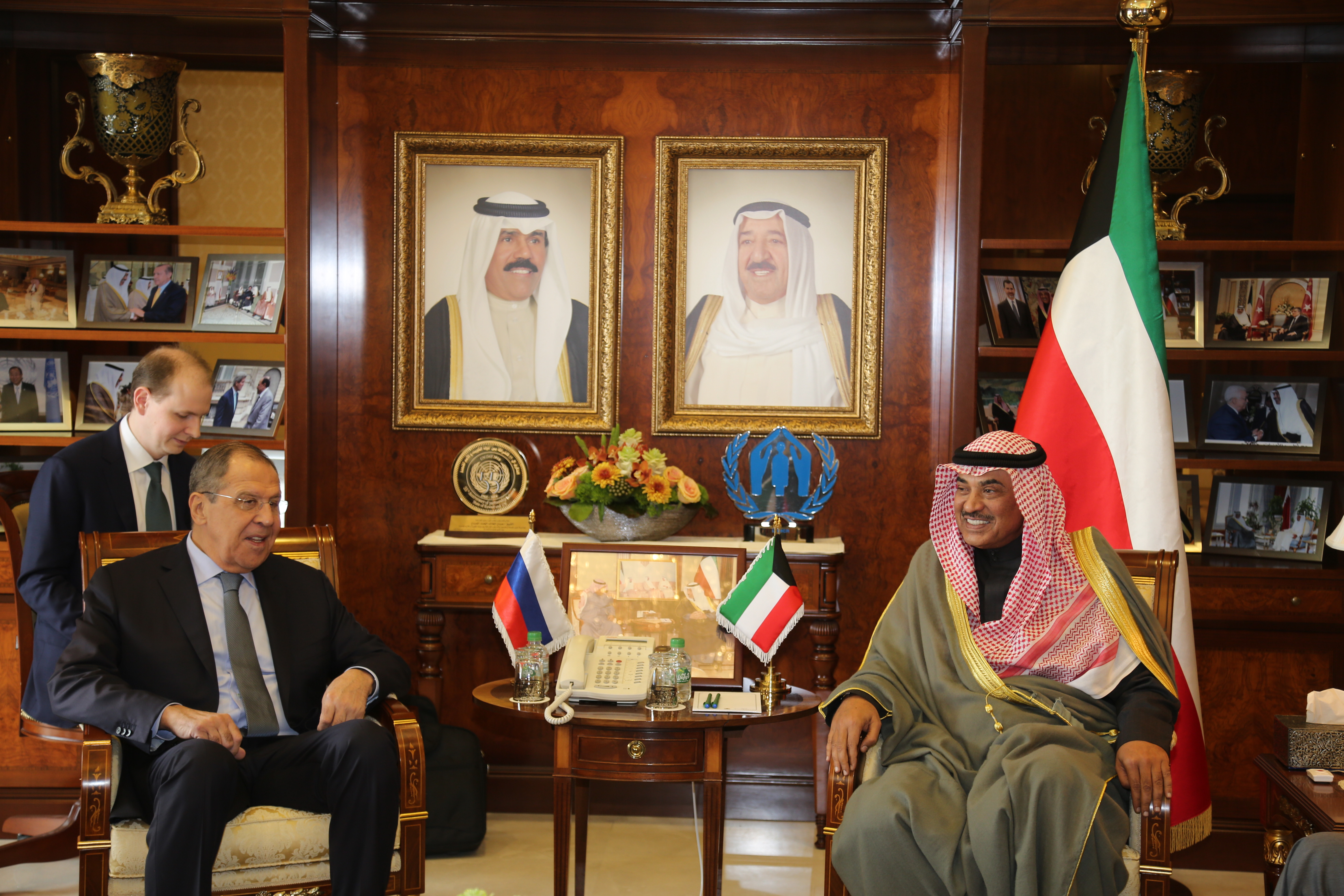 Deputy Premier and Foreign Minister Sheikh Sabah Khaled Al-Hamad Al-Sabah meets Russian counterpart Sergey Lavrov