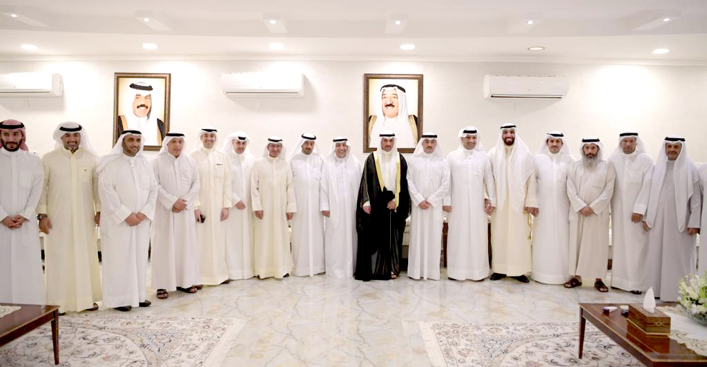 Kuwait's ambassador to Qatar Hafeeth Al-Ajmi with Kuwaiti Parliament Speaker Marzouq Ali Al-Ghanim