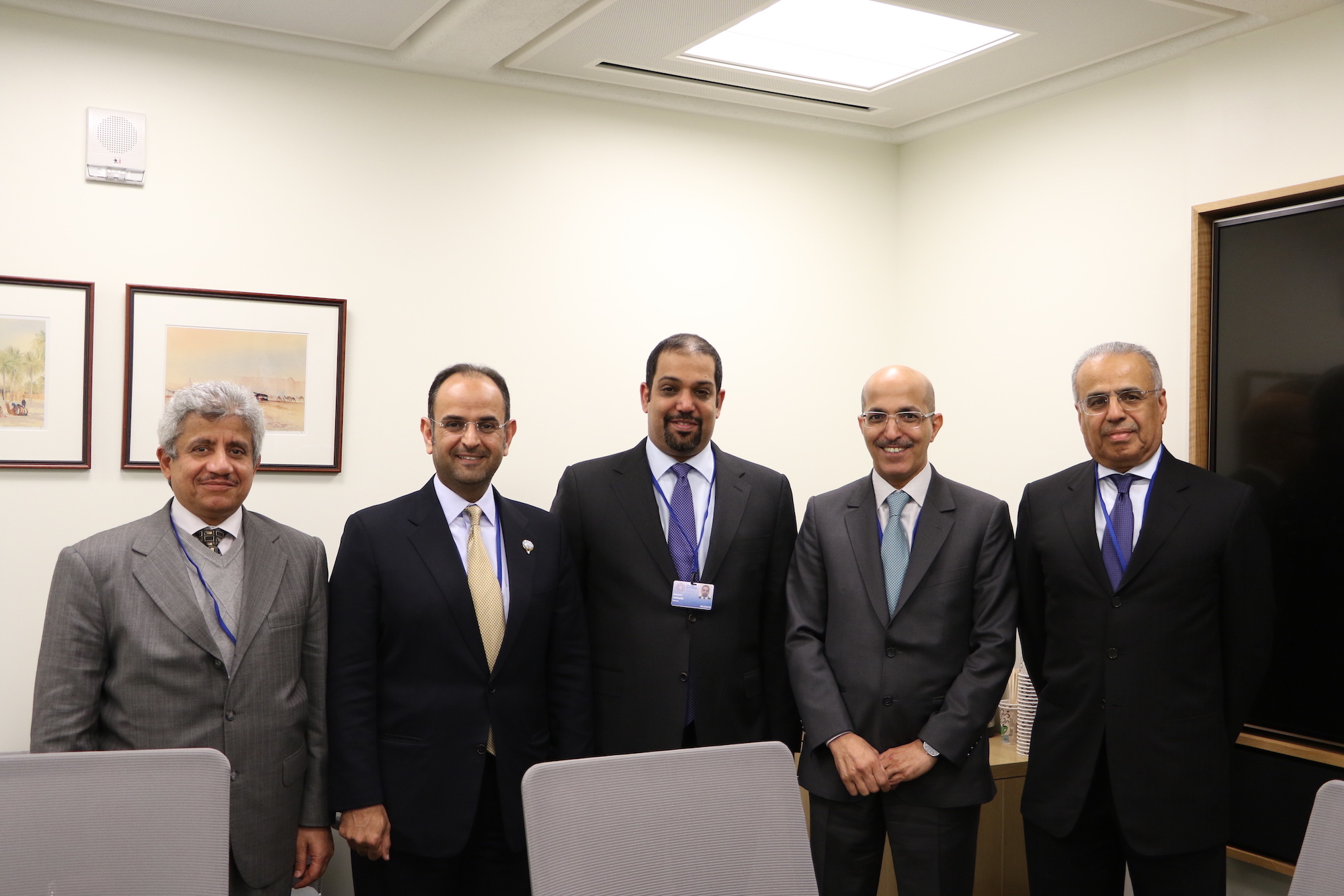 Kuwait's Finance Minister Dr. Nayef Al-Hajraf with his counterparts from Saudi Arabia, the United Arab Emirates and Bahrain