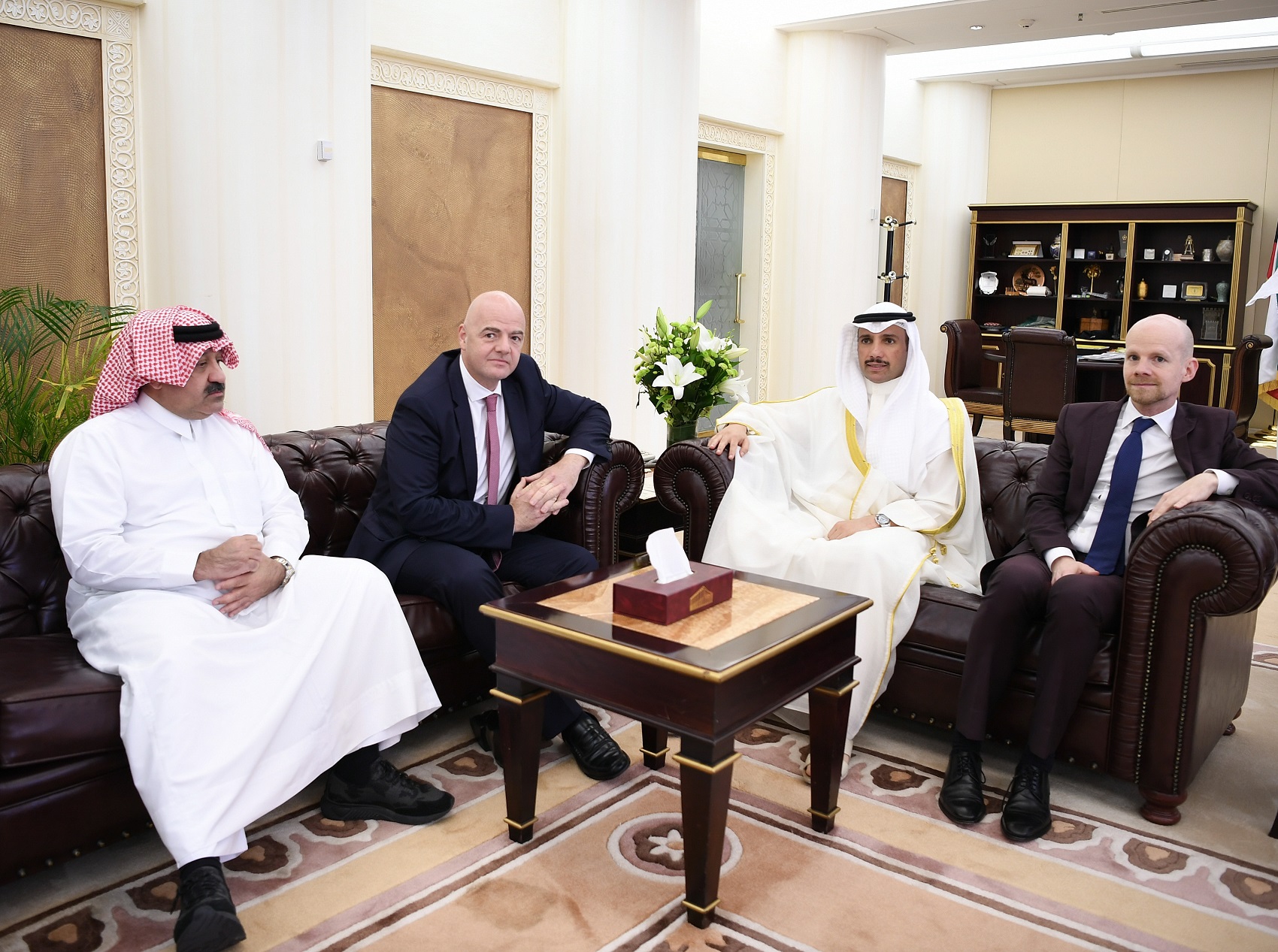 Kuwait's top lawmaker Marzouq Al-Ghanim received FIFA President Gianni Infantino