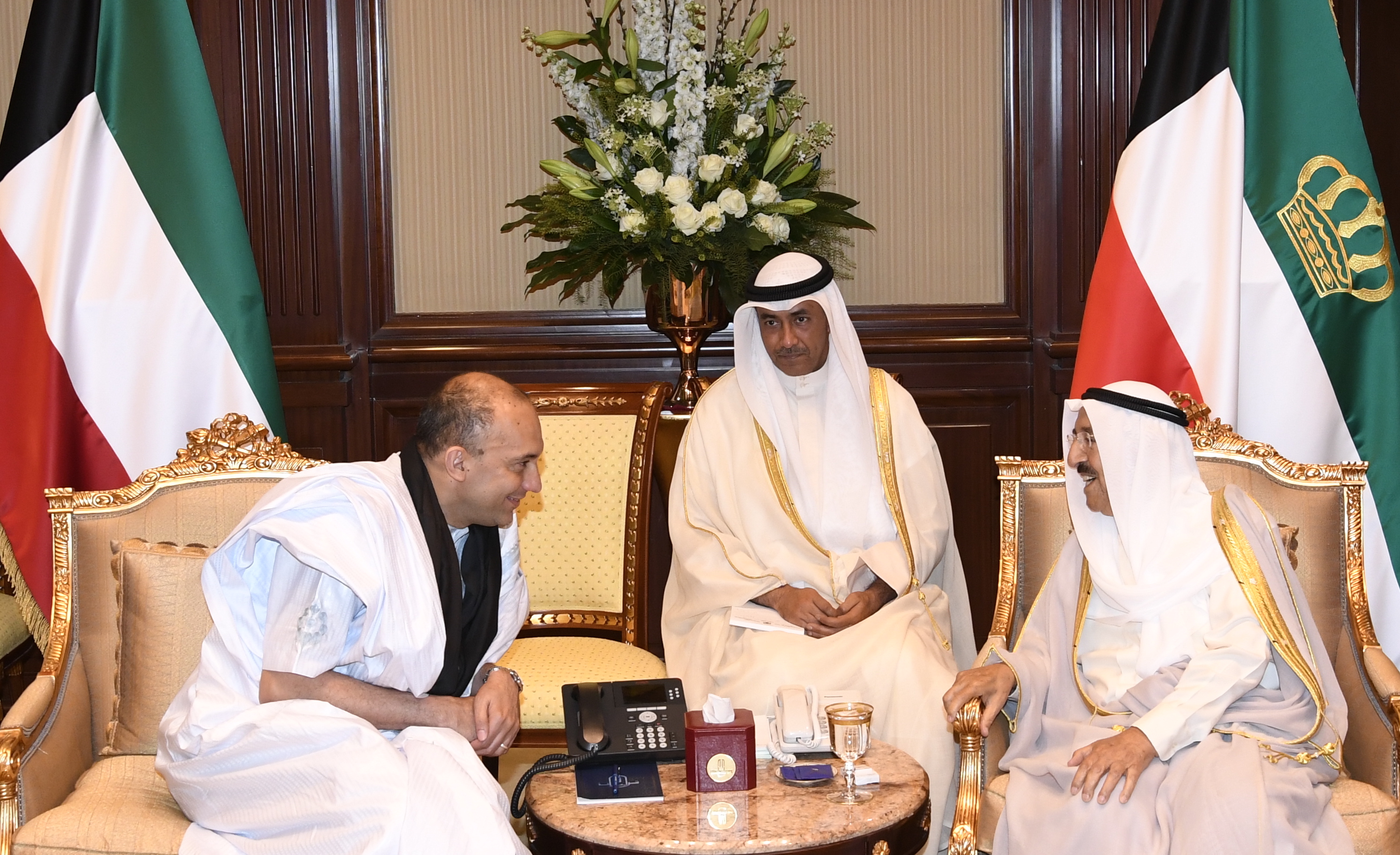 His Highness the Amir Sheikh Sabah Al-Ahmad Al-Jaber Al-Sabah receives credentials of newly-appointed ambassador of Mauritania