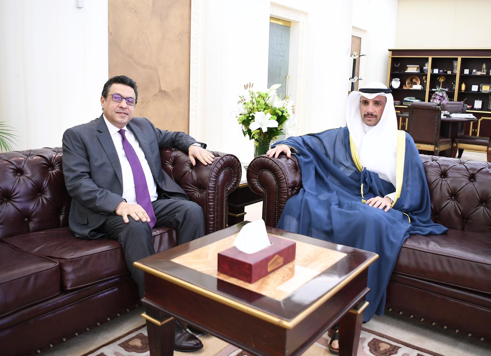 Kuwaiti parliament speaker Marzouq Al-Ghanim receives Egyptian Ambassador to Kuwait Tareq Al-Qouni