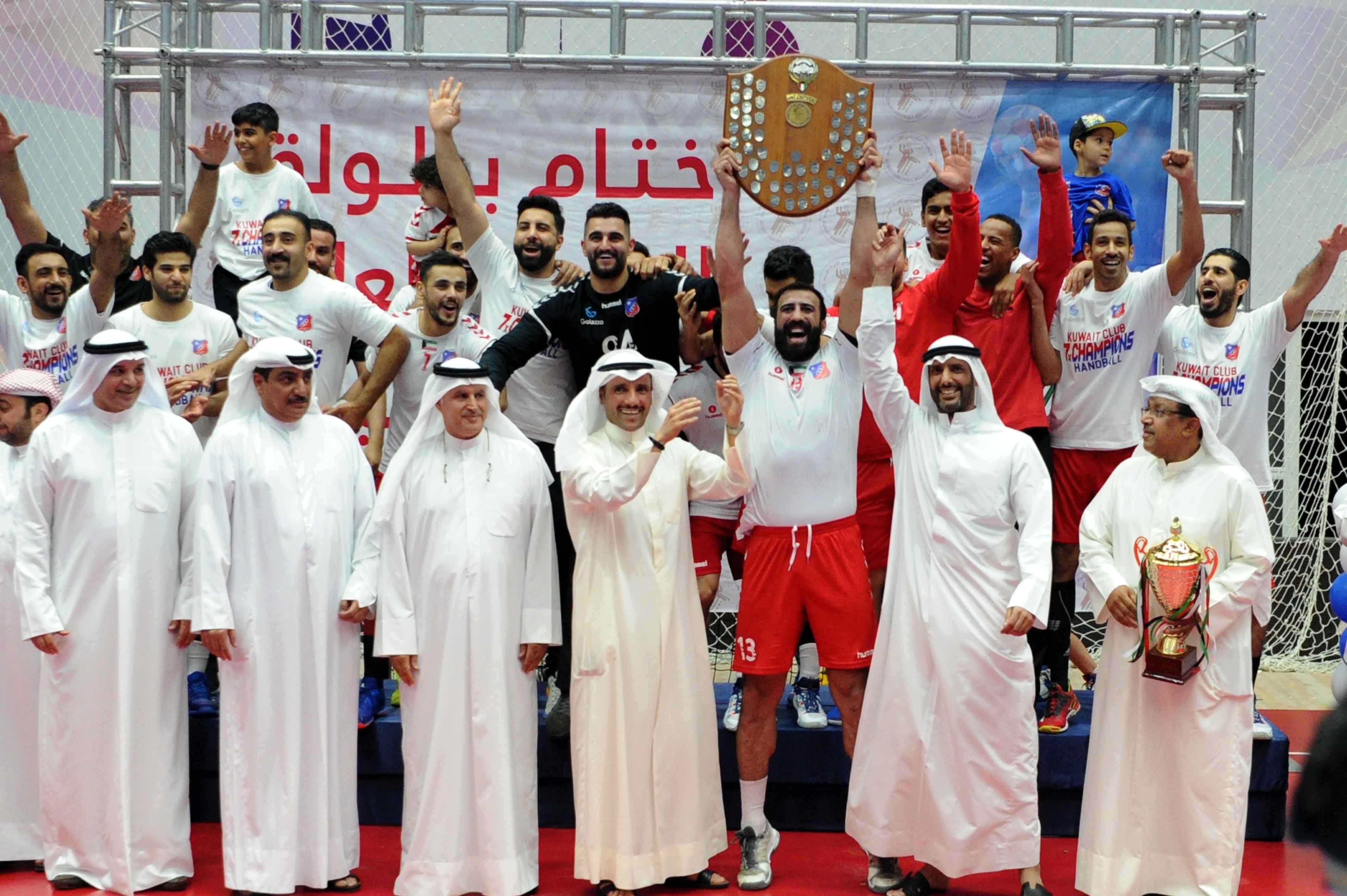 Kuwait SC handball team has been crowned champion of the local league competition for the sixth time in a row after beating Kazma 23-18