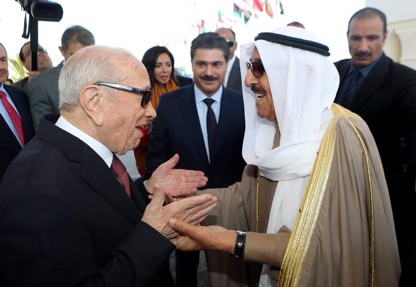 President Beji Caid Essebsi farewell His Highness the Amir of Kuwait Sheikh Sabah Al-Ahmad Al-Jaber Al-Sabah