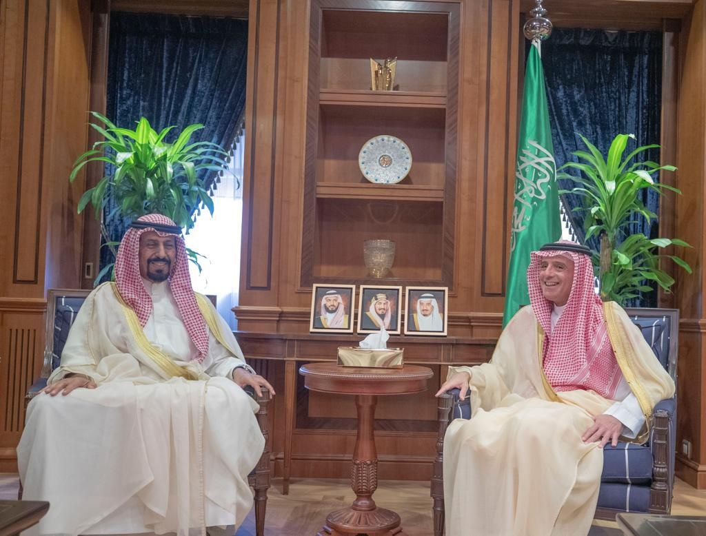 Ambassador to the Kingdom Sheikh Ali Khaled Al-Jaber Al-Sabah with Saudi State Minister of State for Foreign Affairs Adel Al-Jubeir