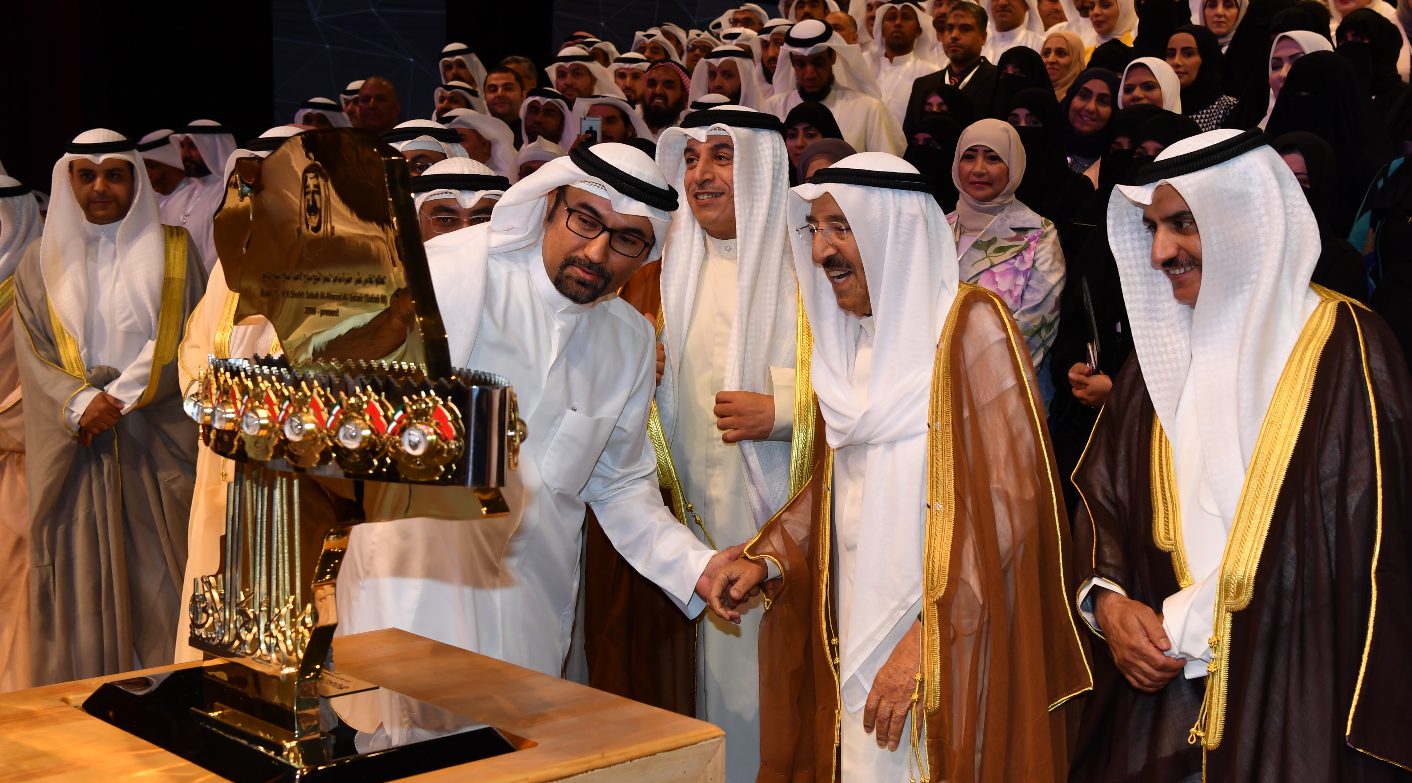 His Highness the Amir Sheikh Sabah Al-Ahmad Al-Jaber Al-Sabah attended and patronized a ceremony to honor distinguished teachers and schools