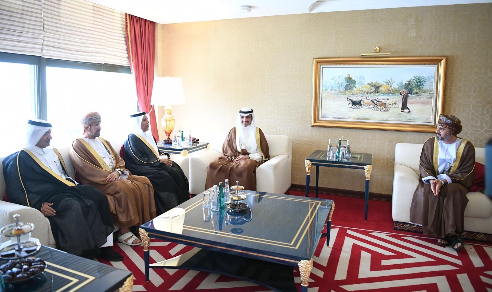 Speaker of the National Assembly Marzouq Al-Ghanim meets chairman of the Omani shura council Khalid Al-Muwali and the head of the Qatari consultative council Ahmad bin Abdullah Al-Mahmoud