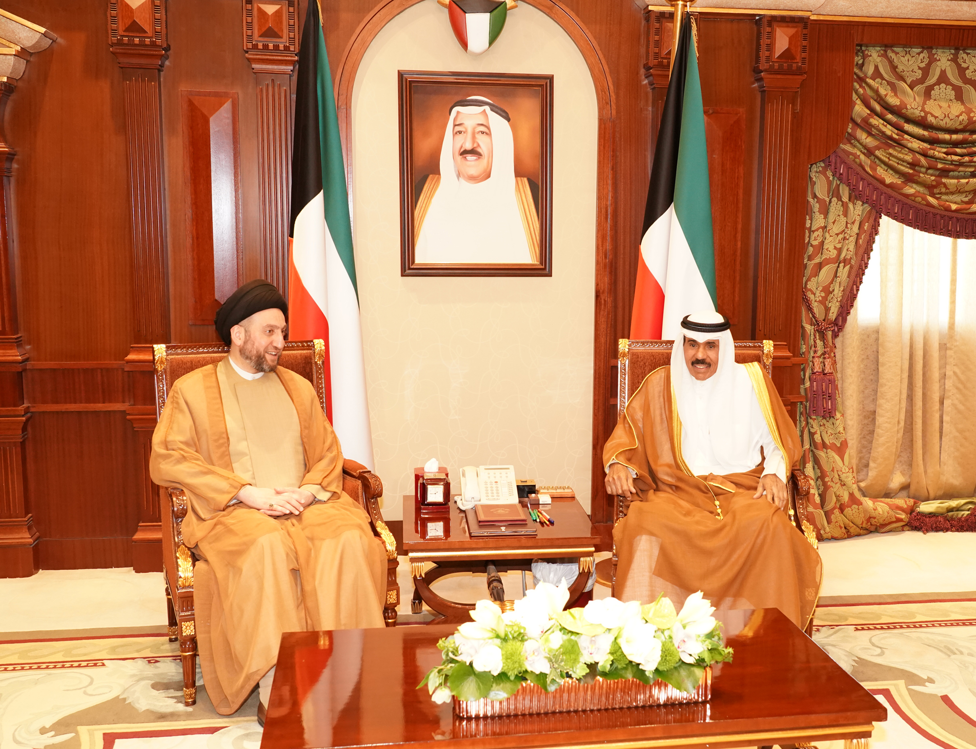 the Crown Prince Sheikh Nawaf Al-Ahmad Al-Jaber Al-Sabah received leader of Iraq's National Wisdom Movement Sayyid Ammar Al-hakim