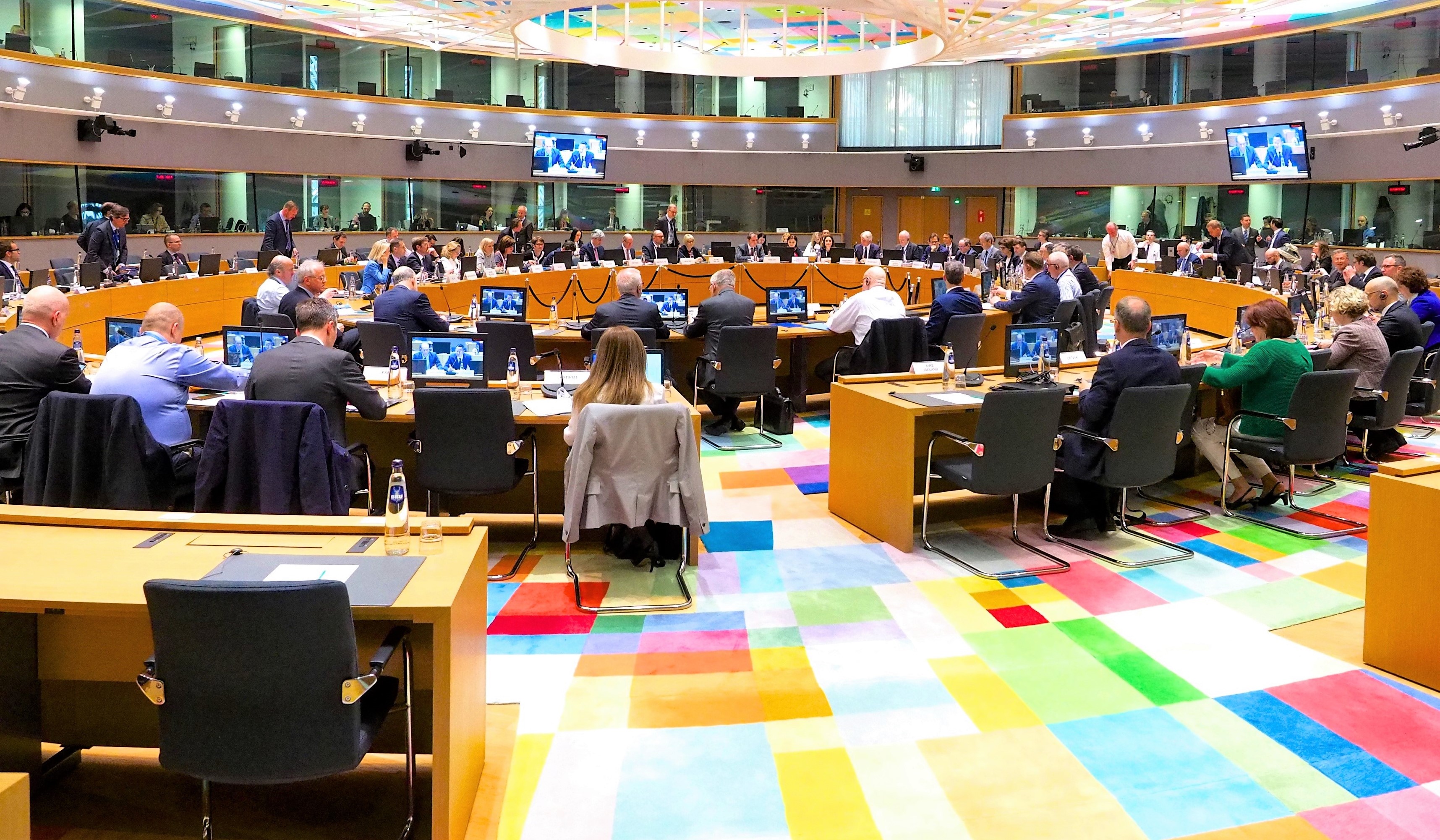 Les ministres européens de l'Economie et des Finances en réunion à Bruxelles.