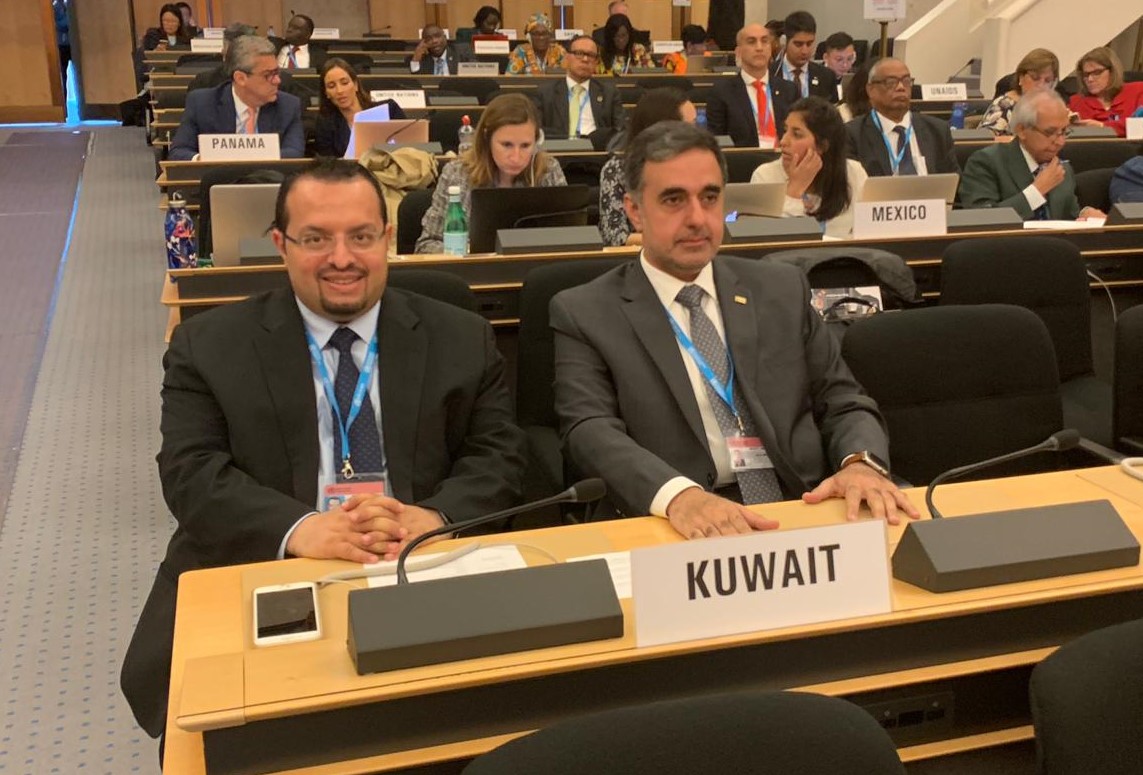 الدكتور فواز الرفاعي اثناء مؤتمر اعمال الجمعية العامة لمنظمة الصحة العالمية