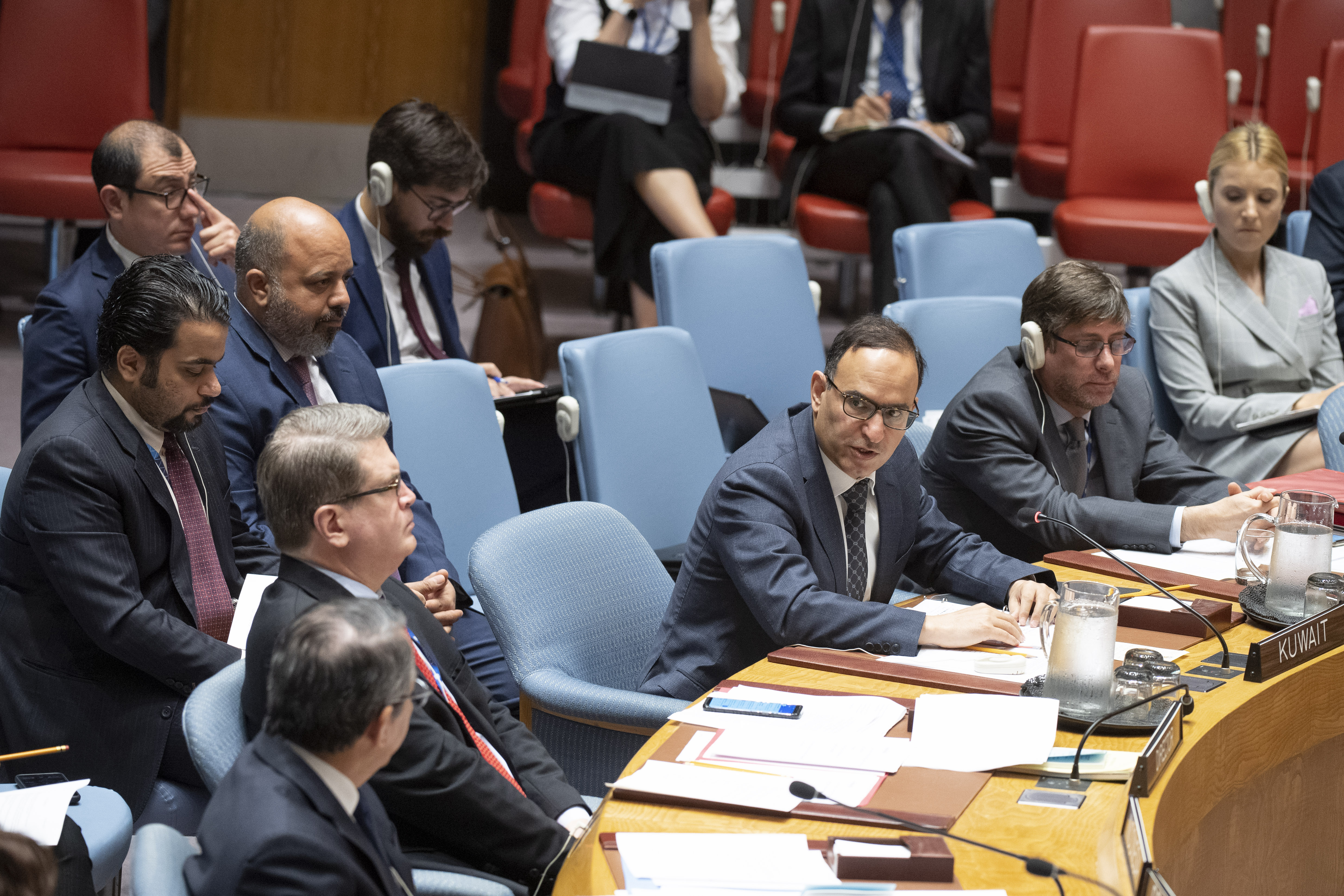 Kuwait Permanent Representative to UN addressing Security Council sessions