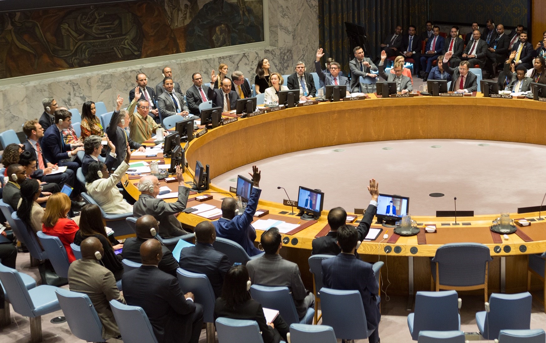 الشيخ صباح الخالد خلال ترأس جلسة مجلس الأمن الدولي
