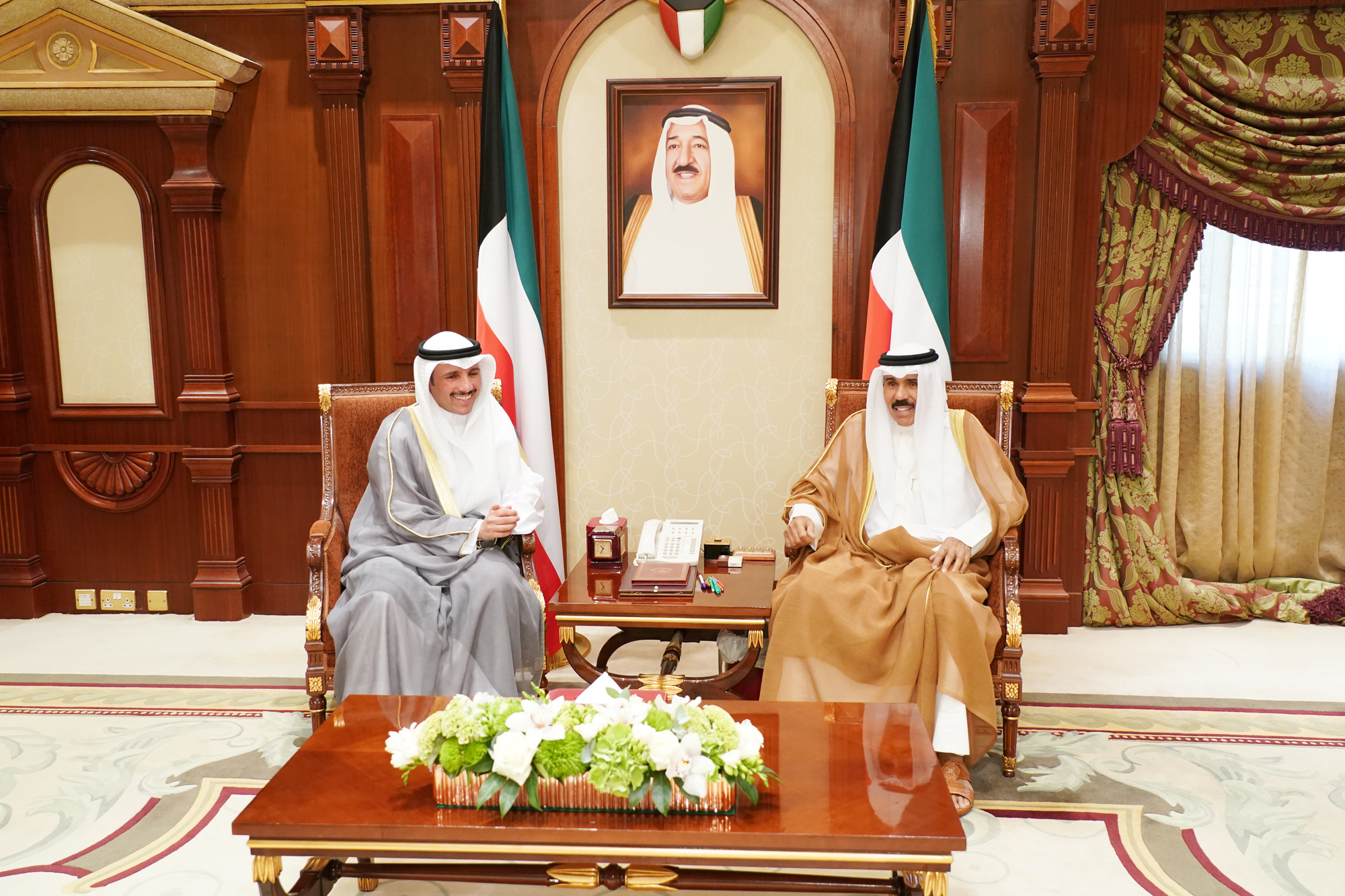 His Highness the Crown Prince Sheikh Nawaf Al-Ahmad Al-Jaber Al-Sabah receives Parliament Speaker Marzouq Al-Ghanim