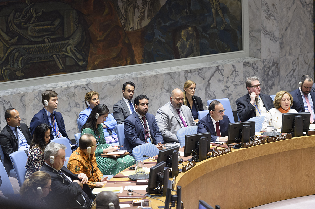 Kuwait's Representative to the UN addresses the UN Security Council session