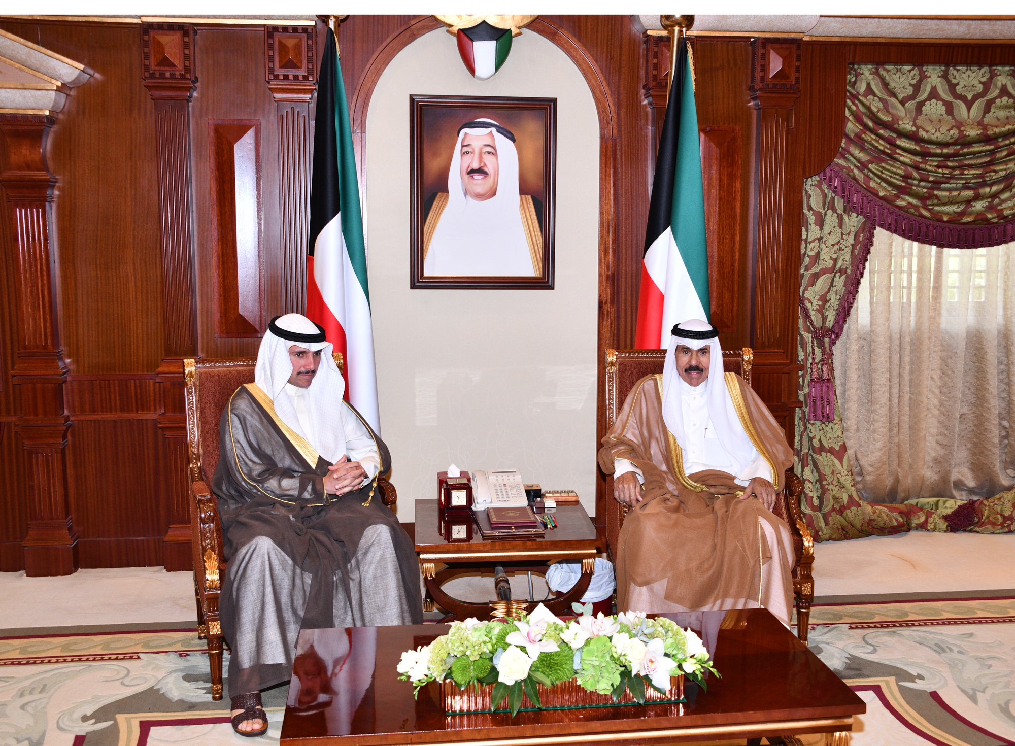 His Highness the Crown Prince Sheikh Nawaf Al-Ahmad Al-Jaber Al-Sabah receives National Assembly Speaker Marzouq Al-Ghanim