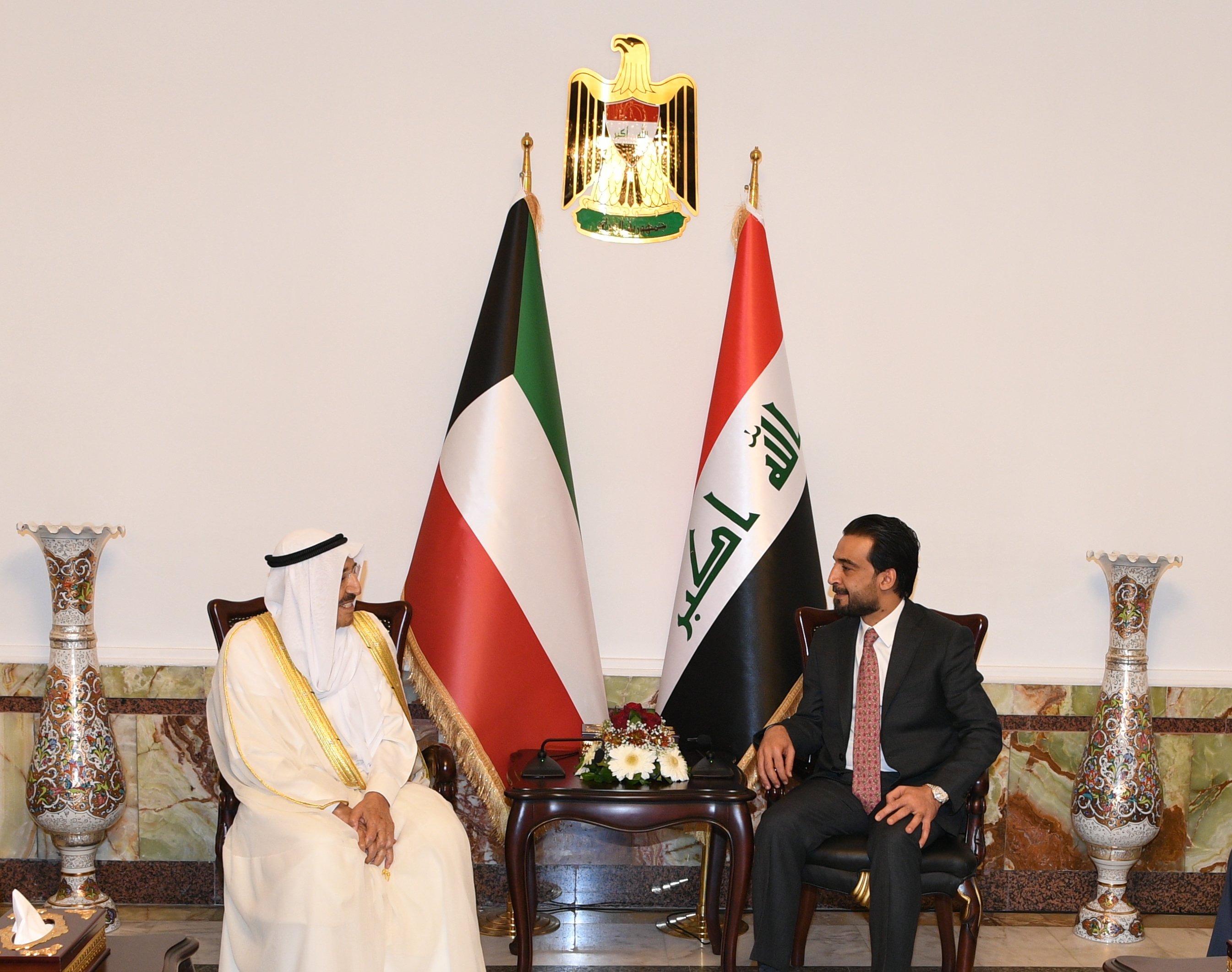 His Highness the Amir Sheikh Sabah Al-Ahmad Al-Jaber Al-Sabah receives speaker of the Iraqi parliament Mohammad Al-Halbousi