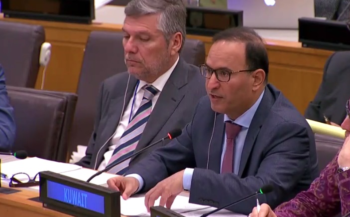 Kuwait's Permanent Representative to the UN Ambassador Mansour Al-Otaibi, during the UN Security Council's Arria Formula session