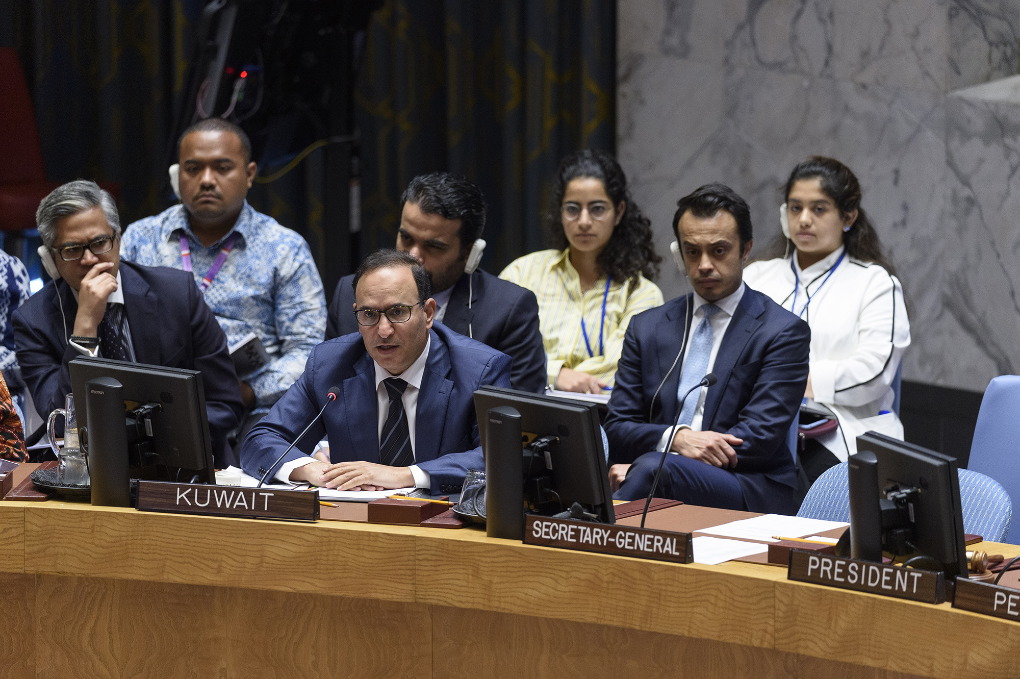 Kuwait's Permanent Representative to UN addressing the UNSC session