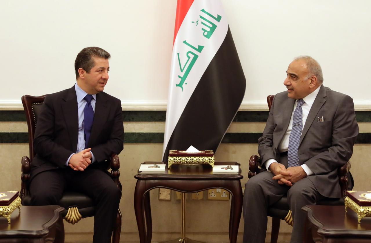 Iraqi Prime Minister Adel Abdulmahdi and his Kurdish counterpart Masrour Barzani