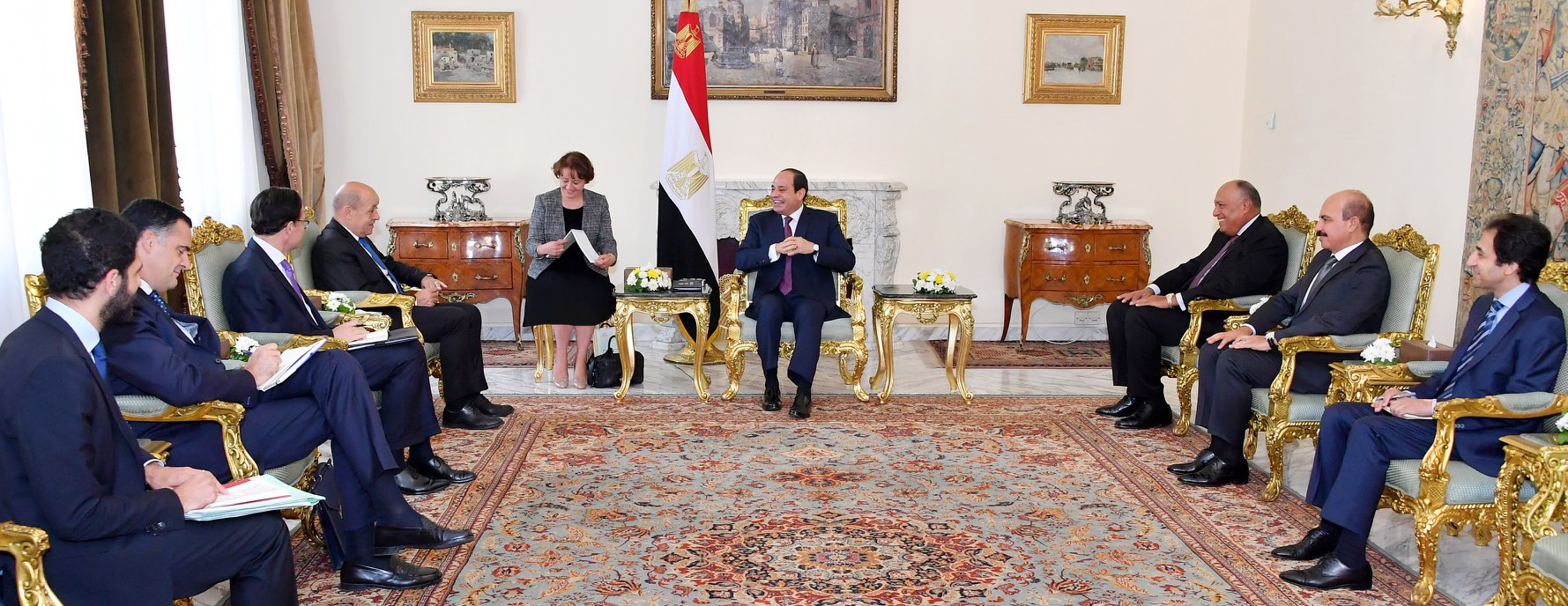 Egyptian President with French Foreign Minister
