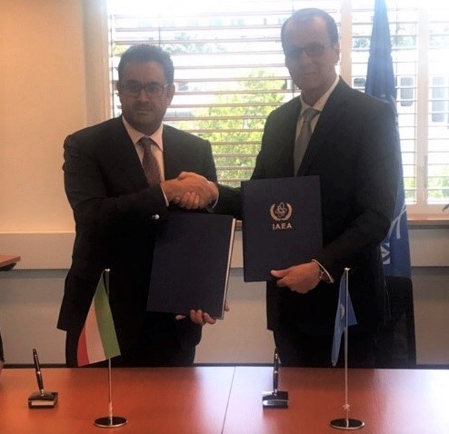 The Gulf state's ambassador to Austria Sadiq Marafie during signing the agreement